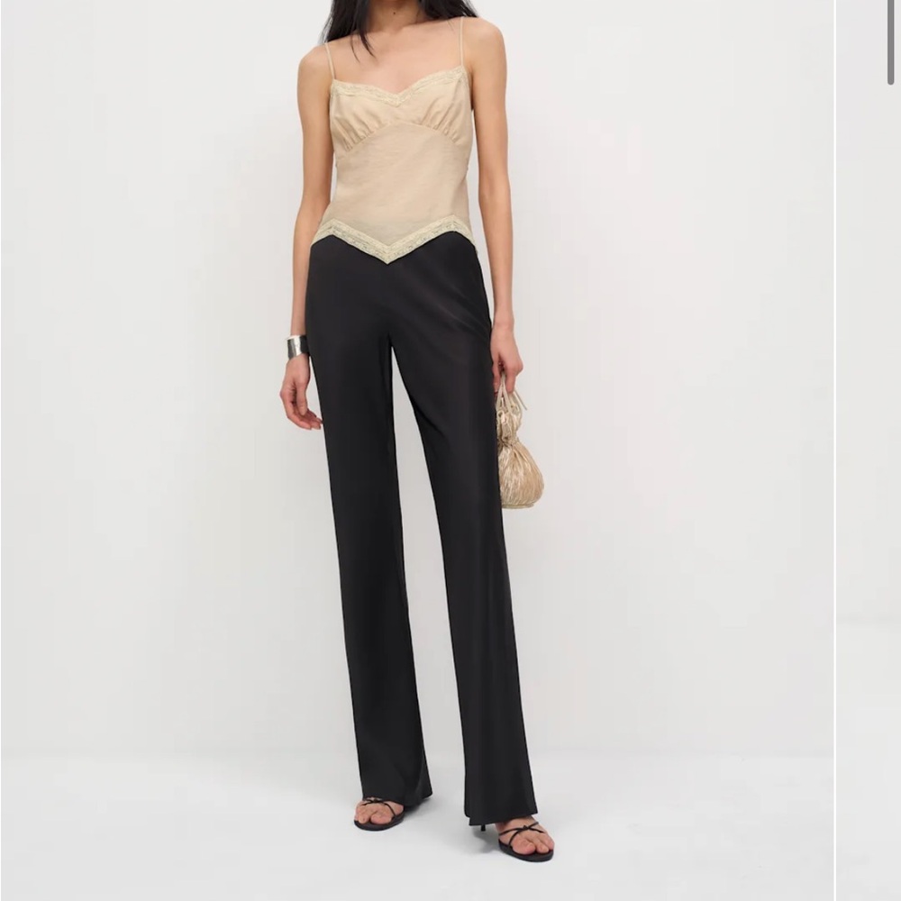 NWT Reformation Gale satin mid rise bias pant S black - Picture 2 of 2